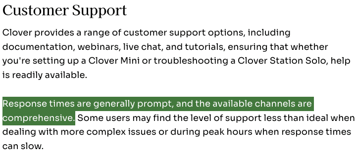 Screenshot from CFO Club's in-depth review of Clover's POS system offering.